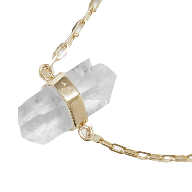 Crystalline Crystal Quartz Gold Chain Bracelet
