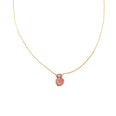 Pink Tourmaline Slice Oval Gemstone Gold Bezel Necklace