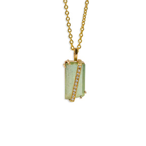 Green Tourmaline Diagonal Diamond Necklace