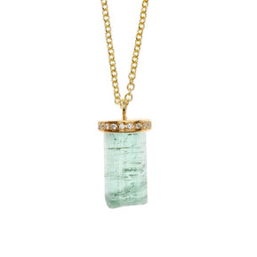 Green Tourmaline Diamond Cap Necklace