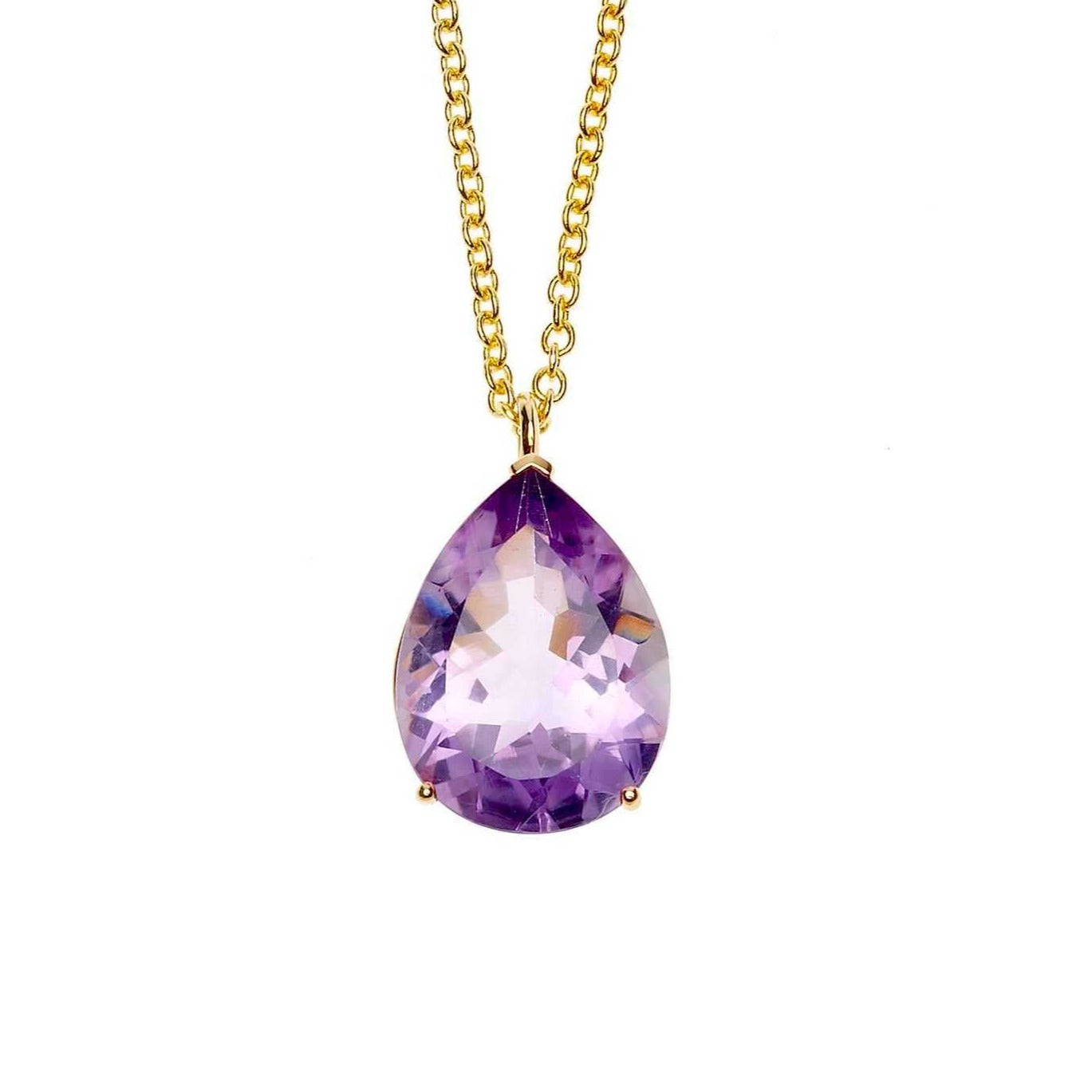 Mystery” natural gemstone – Purple Amethyst Pendant, Hexagonal Prism shape  on Sterling Silver Chain – Crystal boutique