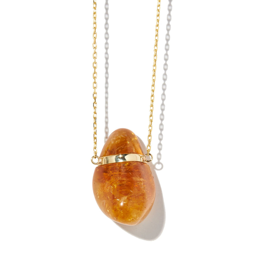 Crystalline Citrine Gold Bar Necklace