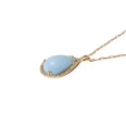 Blue Opal Diamond Halo Necklace