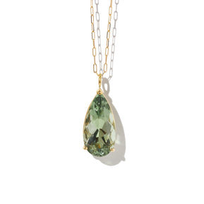 Green Amethyst Tear Drop Gemstone Necklace