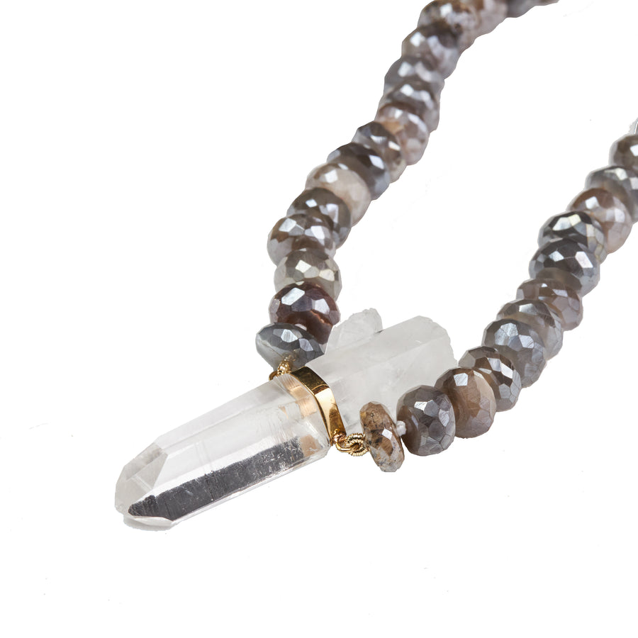 Oracle Mystic Labradorite Crystal Quartz Charm Necklace
