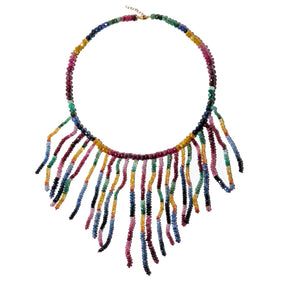 Arizona Rainbow Sapphire Fringe Necklace