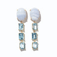 Blue Lace Agate Triple Topaz Earrings
