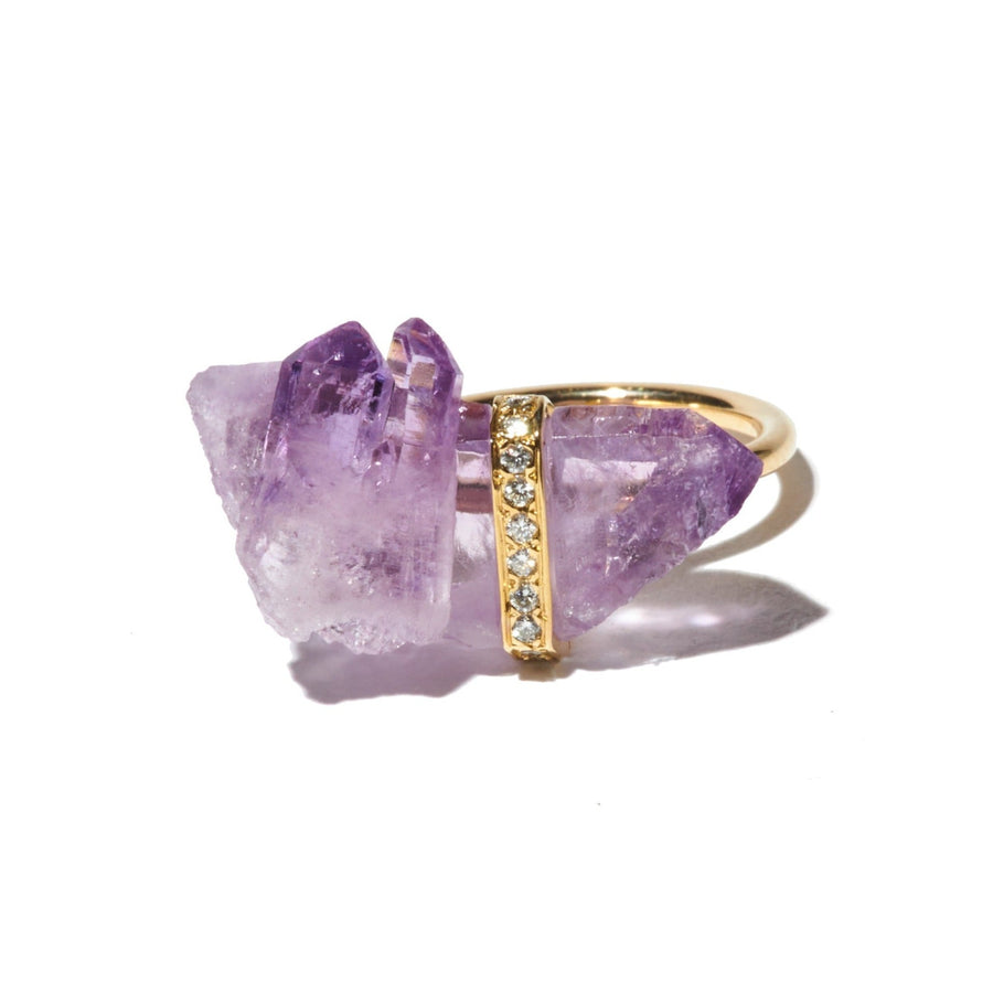 Crystalline Veracruz Amethyst Diamond Bar Ring