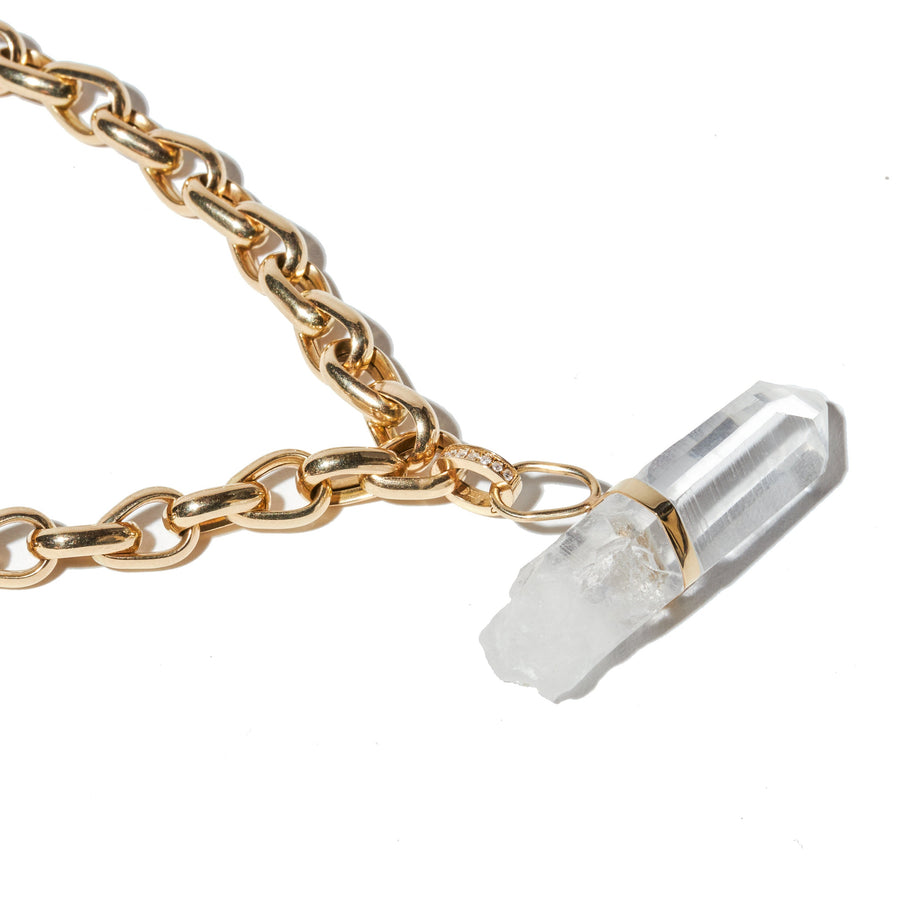 Crystalline XL Chain Detachable Crystal Quartz Diamond Necklace