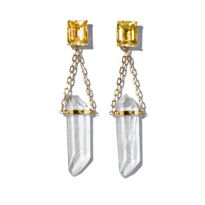 Citrine Crystal Quartz Chandelier Earrings