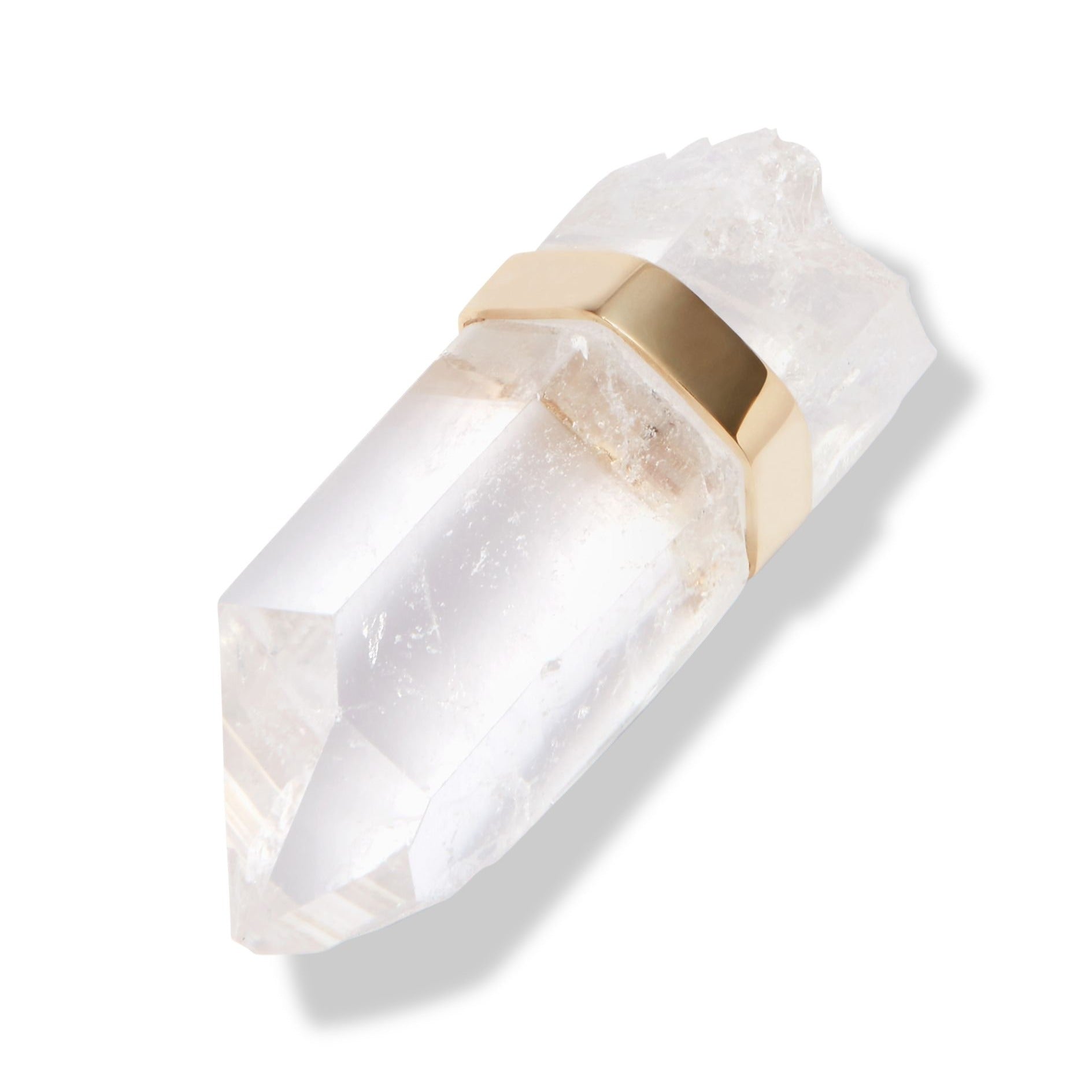Crystalline Crystal Quartz Gold Bar Earring
