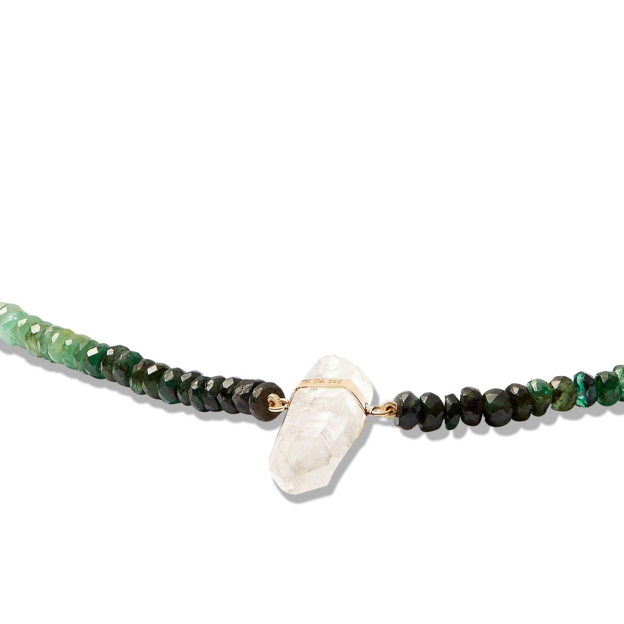 Arizona Ombre Emerald With Crystal Quartz Gold Bar Necklace