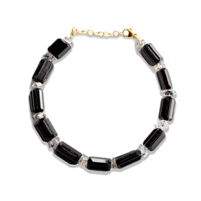 Gaia Black Tourmaline and Herkimer Diamond Bracelet