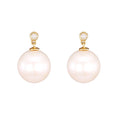 Ocean Diamond Bezel Classic Pearl Earrings