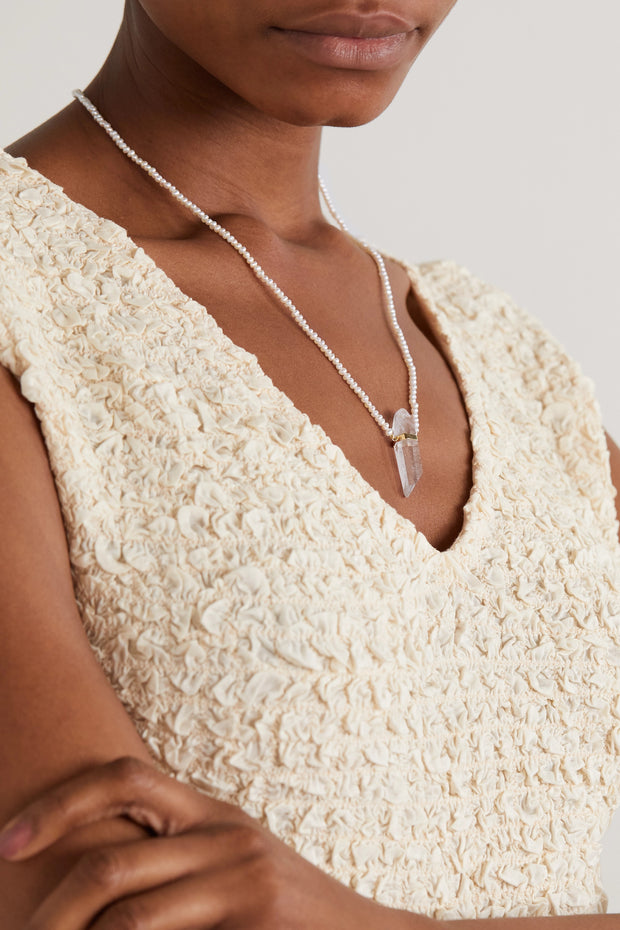 Ocean Mini Pearl Crystal Quartz Charm Necklace