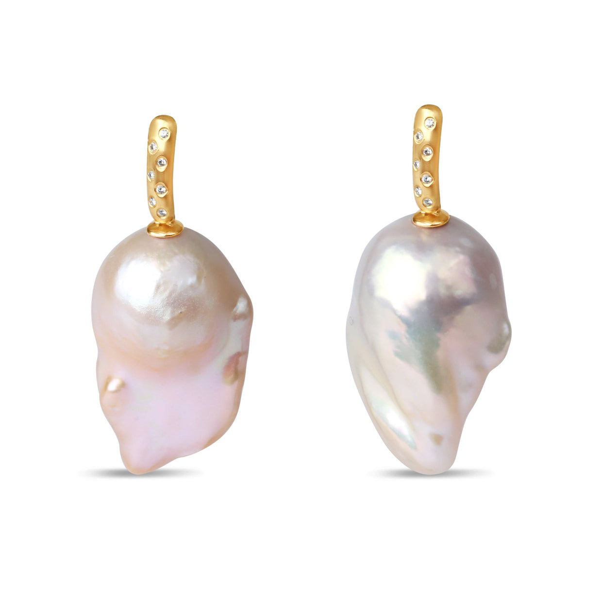 Ocean Multi Diamond Bezel Baroque Pearl Earrings