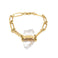 Crystalline Jumbo Chain Link Crystal Quartz Gold Bar Bracelet