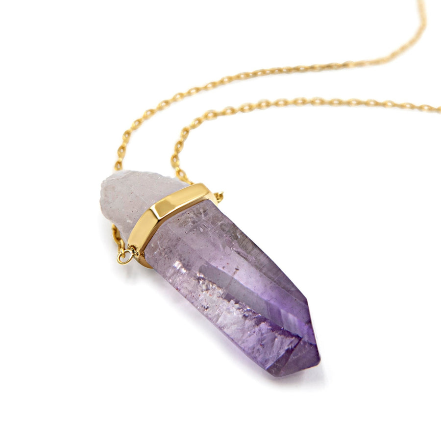 Crystalline Veracruz Amethyst Gold Bar Necklace