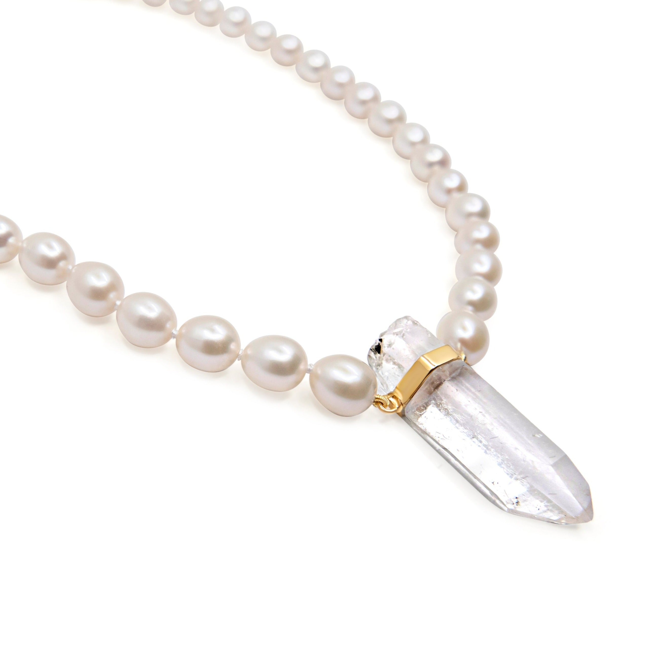 Ocean Pearl Crystal Quartz Charm Necklace