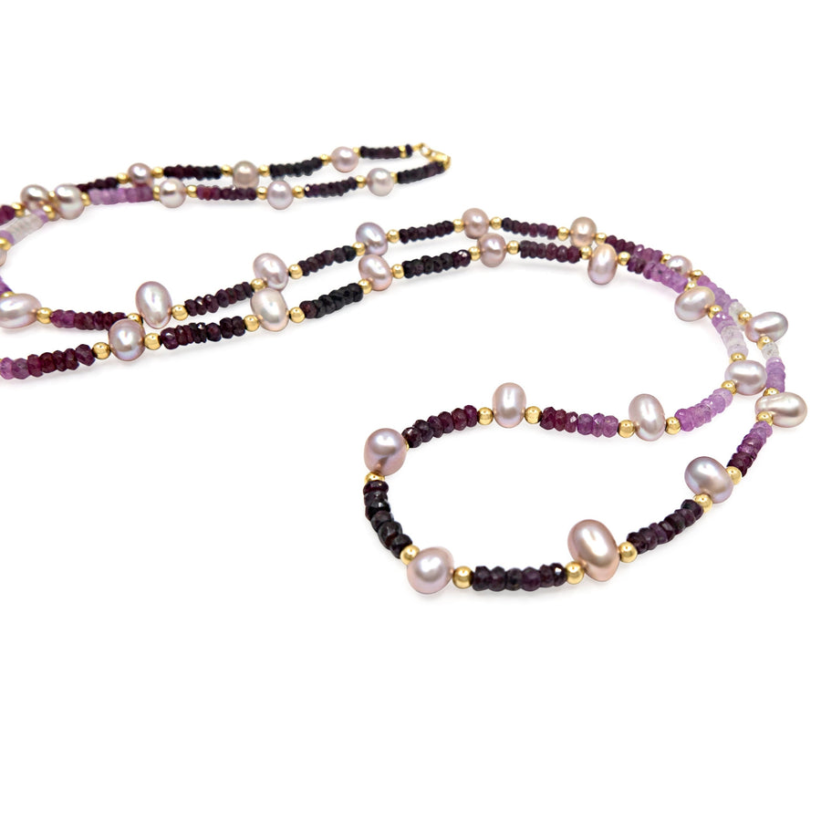 Arizona Long Ruby Pearl Necklace