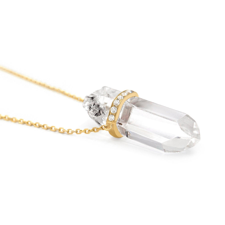 Crystalline Crystal Quartz Diamond Necklace