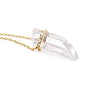 Crystalline Crystal Quartz Large Diamond Bar Necklace