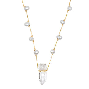 Ocean Crystal Quartz Pearl Necklace