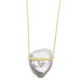 Ocean Pearl Gold Bar Necklace