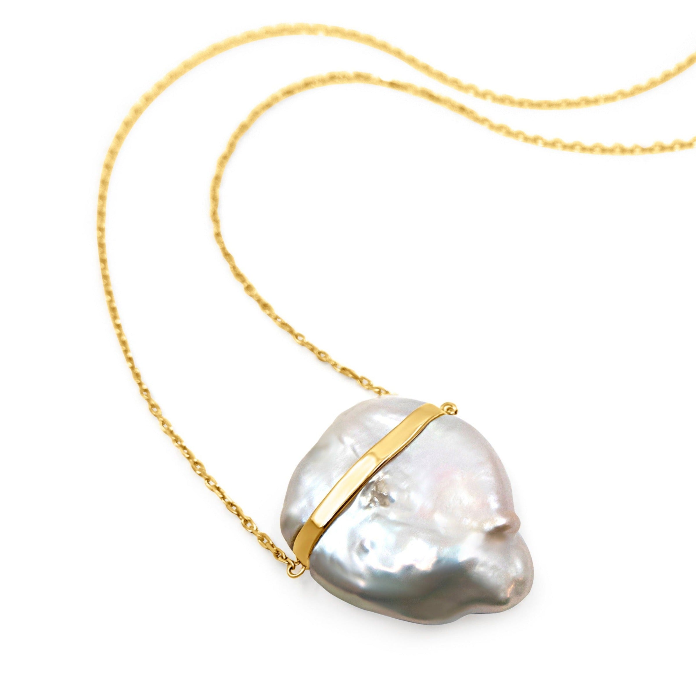 Ocean Pearl Gold Bar Necklace