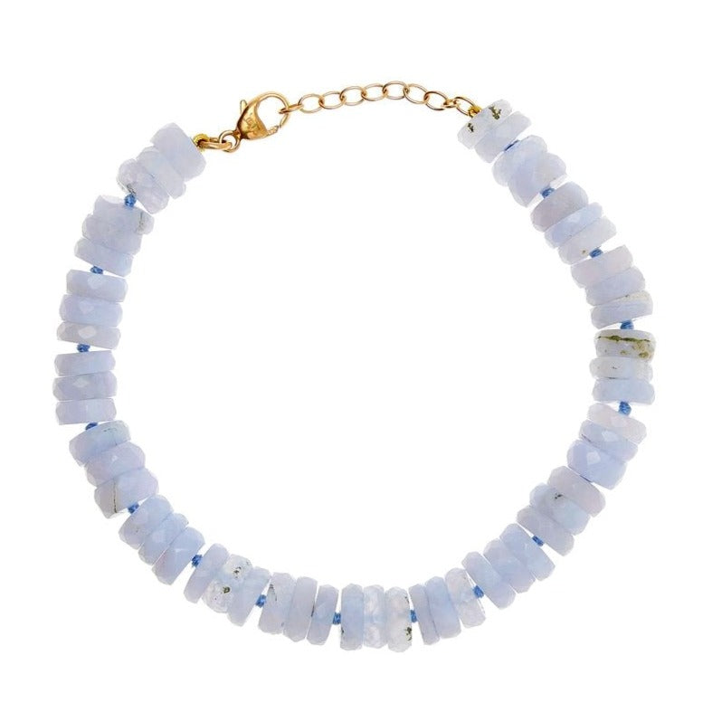 Aurora Blue Lace Agate Faceted Cut Bracelet