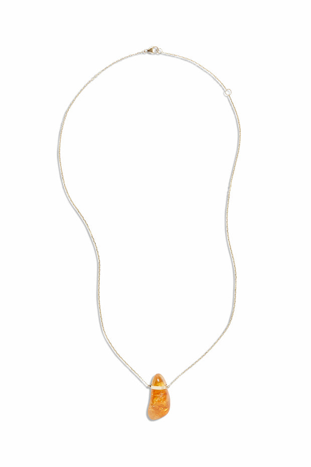 Crystalline Citrine Gold Bar Necklace