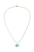 March Birthstone Aquamarine Gold Bar Charm Necklace