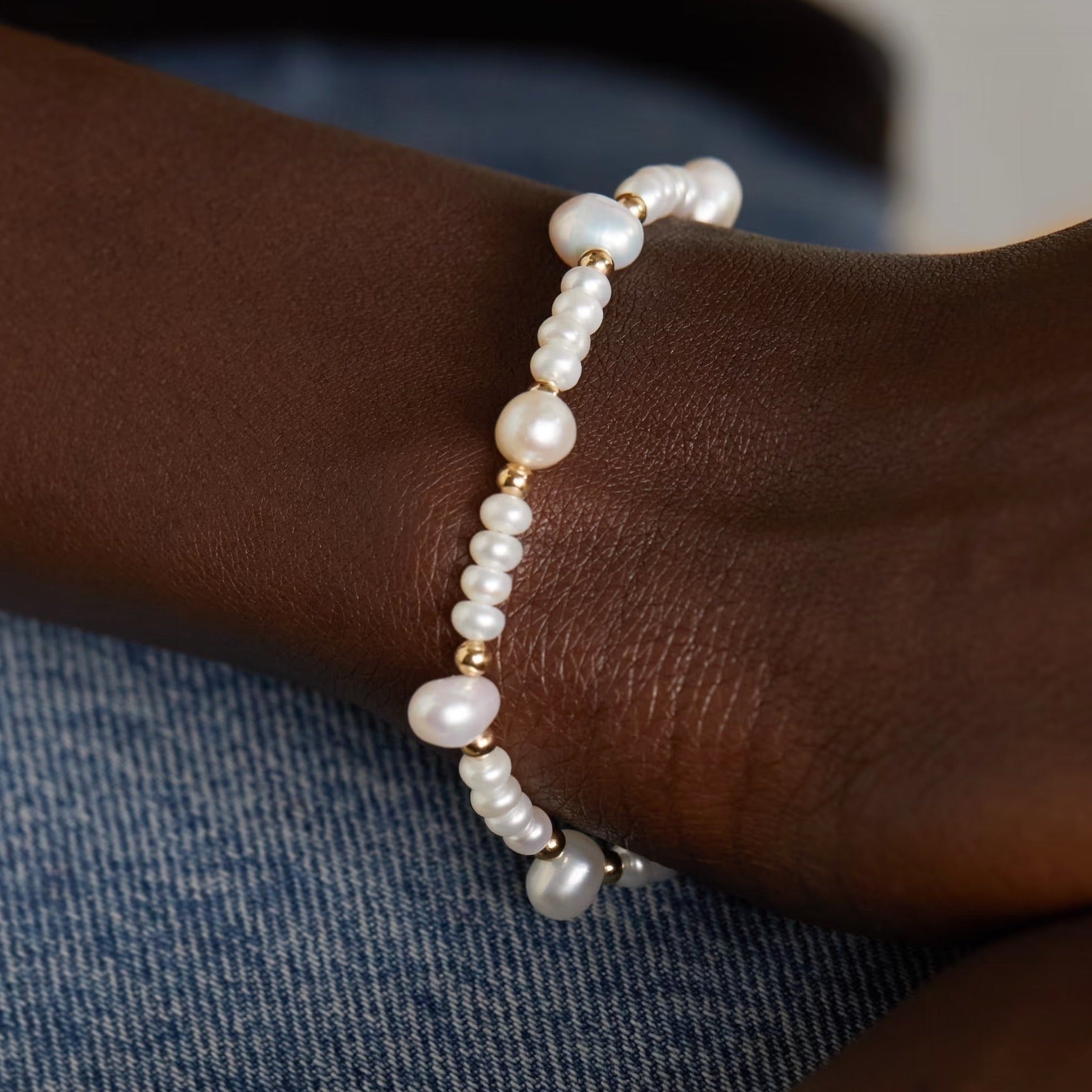 Ocean Pearl Gold Bead Bracelet