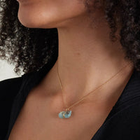 March Birthstone Make A Wish Necklace with Aquamarine
