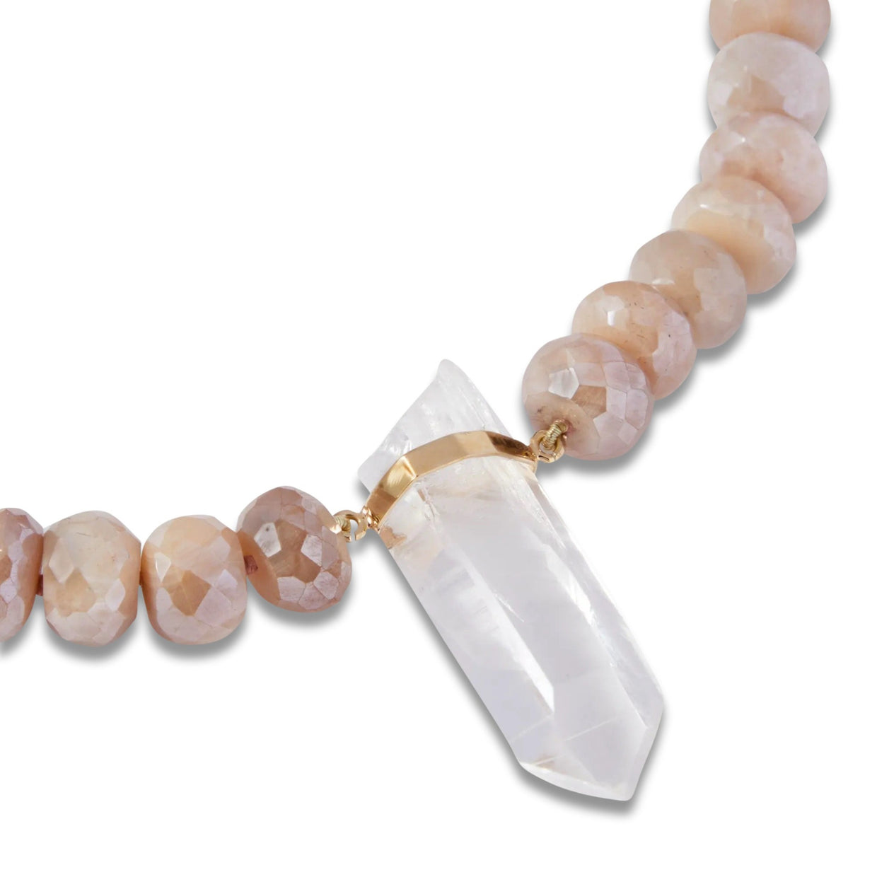Oracle Peach Moonstone Crystal Quartz Necklace