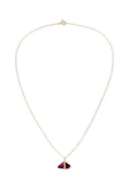 July Birthstone Ruby Gold Bar Charm Necklace