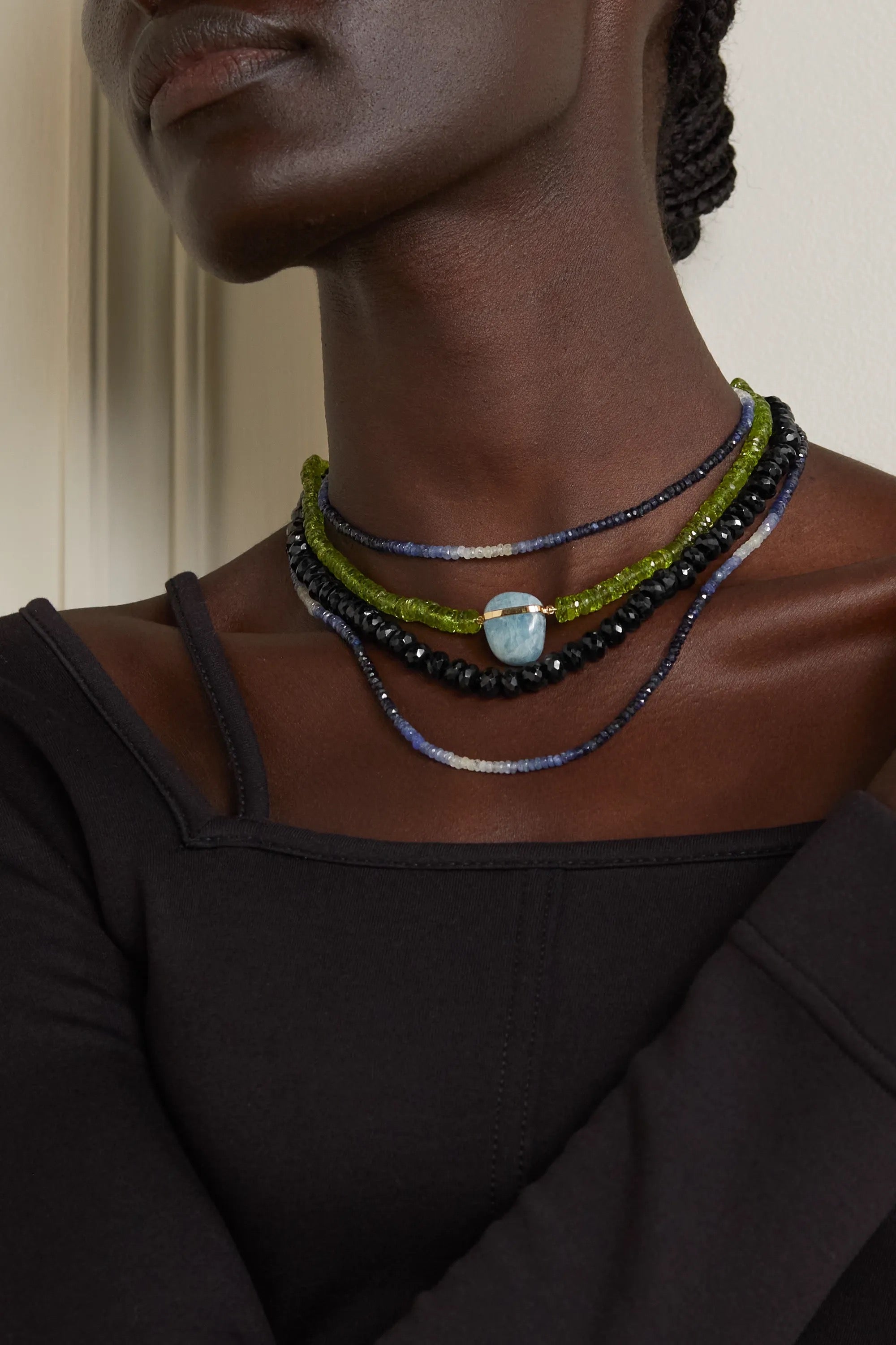 Lab-Created Emerald & Natural Black Spinel Necklace Sterling Silver | Jared