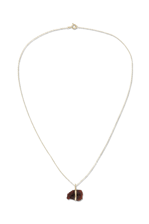 January Birthstone Garnet Gold Bar Charm Necklace