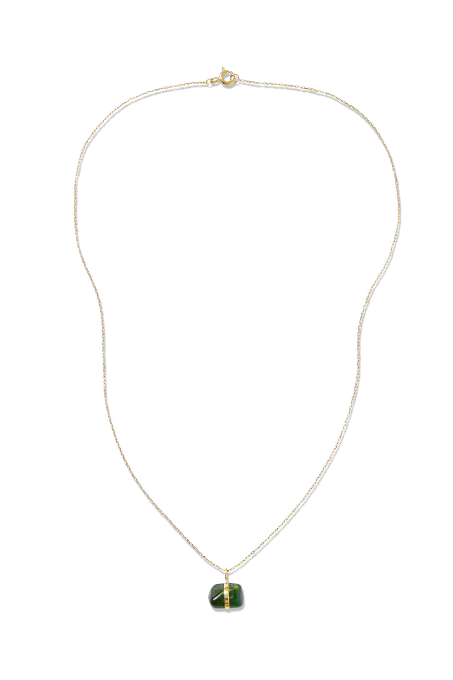 October Birthstone Tourmaline Gold Bar Charm Necklace