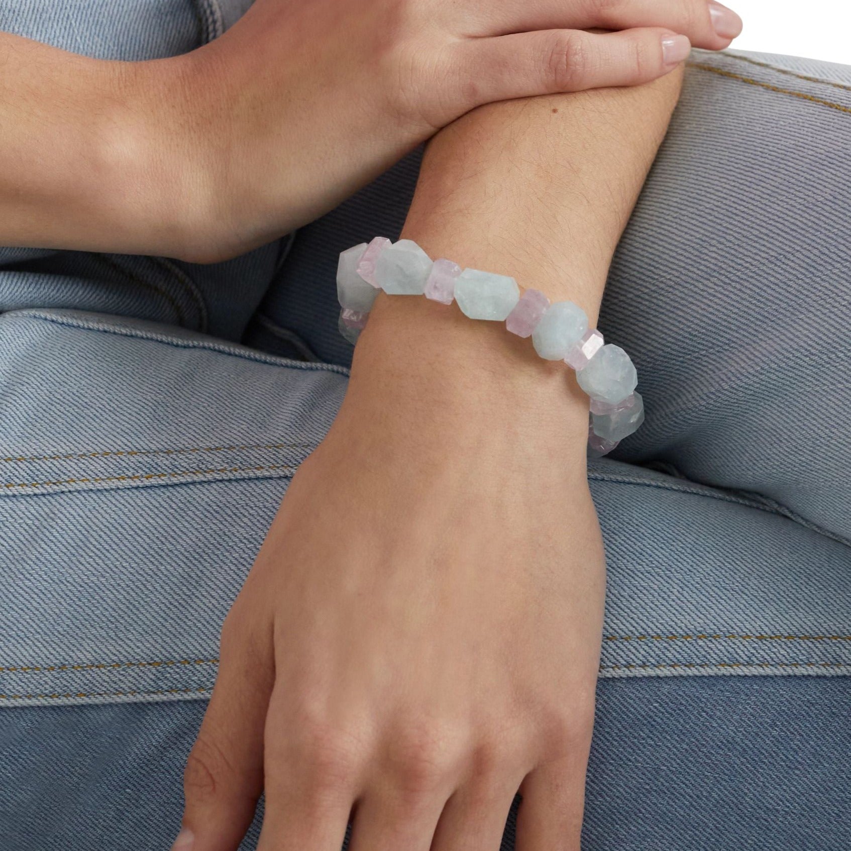 Gaia Aquamarine Morganite Stretch Bracelet