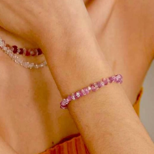 Gaia Pink Tourmaline and Herkimer Diamond Bracelet