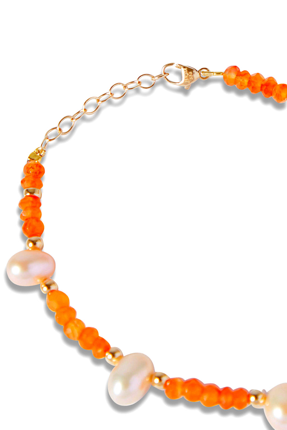 Arizona Carnelian Pearl Gold Bead Bracelet