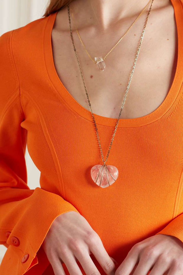 Love Crystal Quartz Hand Wrapped Heart Necklace